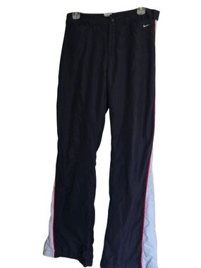 Nike Black Track Pants with White Panels & Red Piping